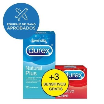 Durex Natural Plus 12 uds + 3 Sensitivo Gratis