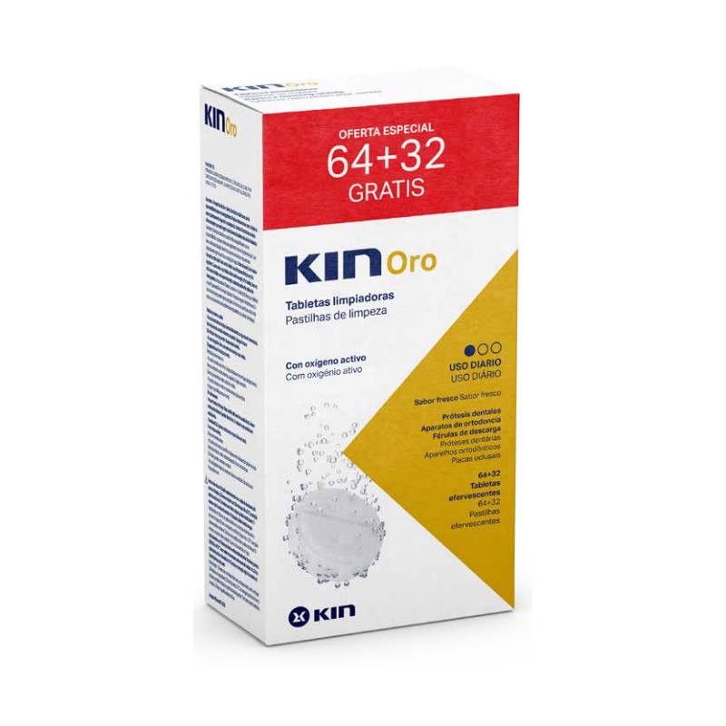 KIN Oro Tabletas Limpiadoras 64 + 32 Uds