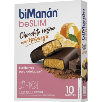 Bimanán Beslim Barritas Chocolate Negro Naranja 10 Uds